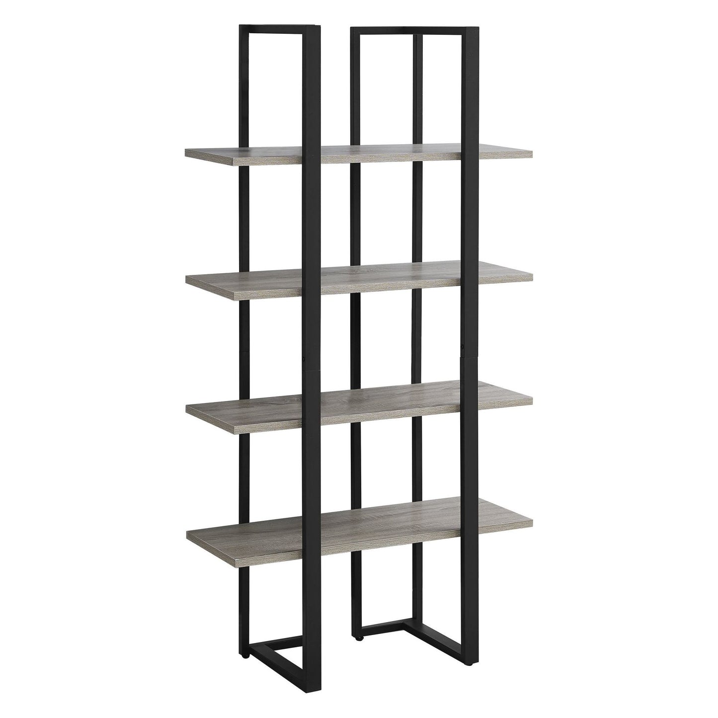 Bookcase - 60"H / Dark Taupe / Black Metal