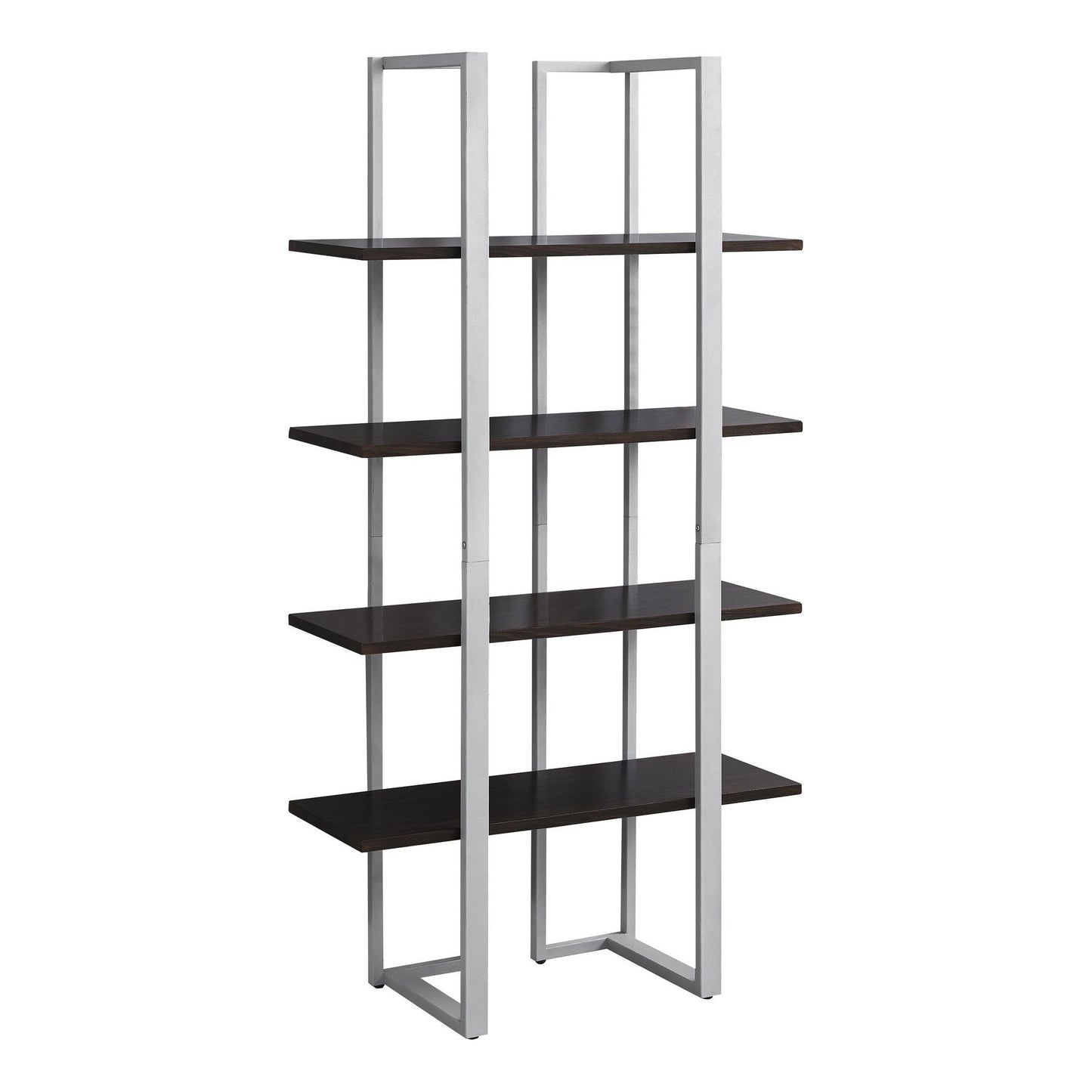 Bookcase - 60"H / Cappuccino / Silver Metal