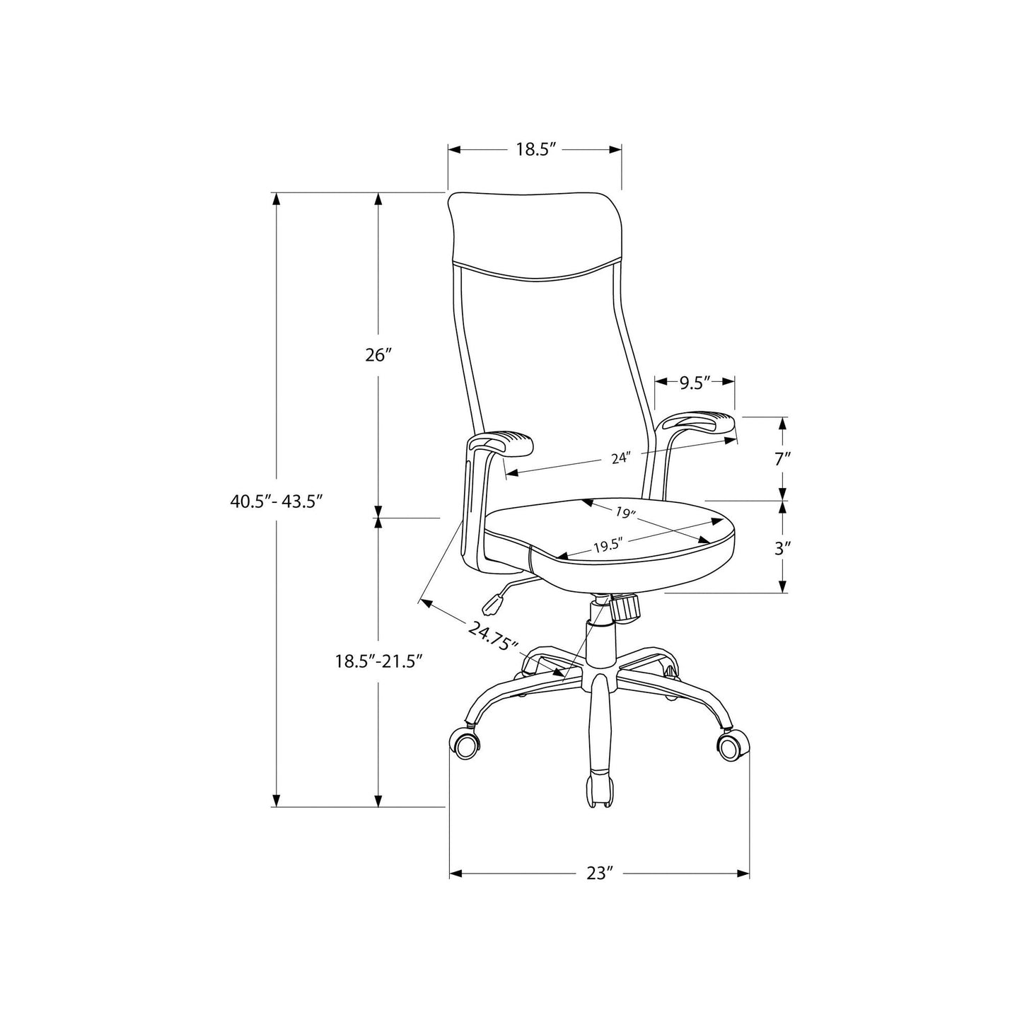 Office Chair - Black / Black Fabric / Multi Position