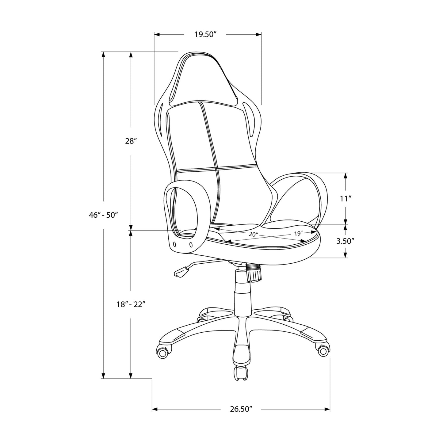 Office Chair - Black / Red Fabric / Multi Position