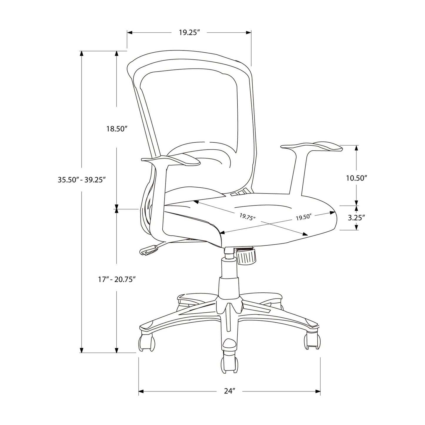 Office Chair - Black Mesh Mid-Back / Multi-Position