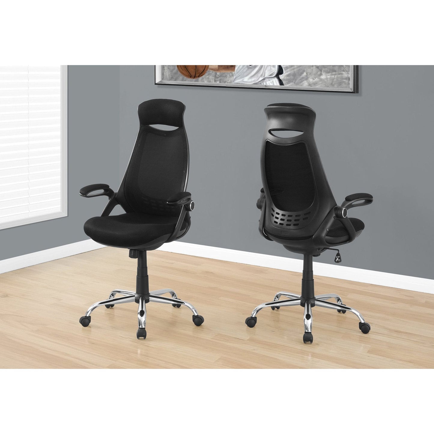 Office Chair - Black Mesh / Chrome High-Back Executive