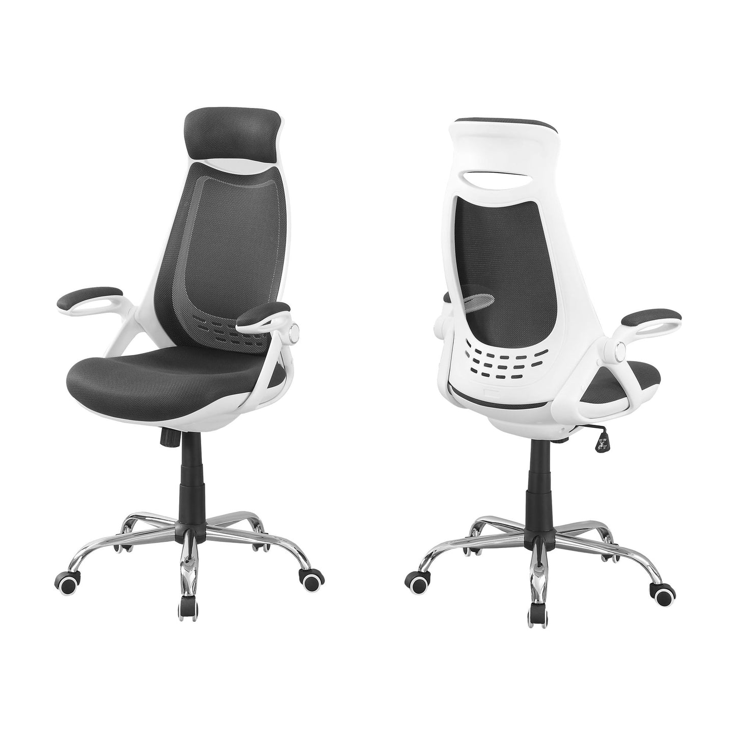 Office Chair - White / Grey Mesh / Chrome High-Back Exec