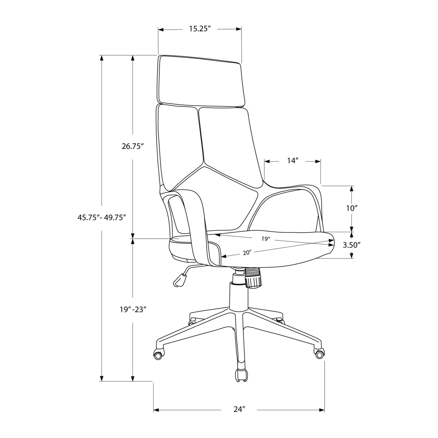 Office Chair - White / Grey Fabric / High Back Executive