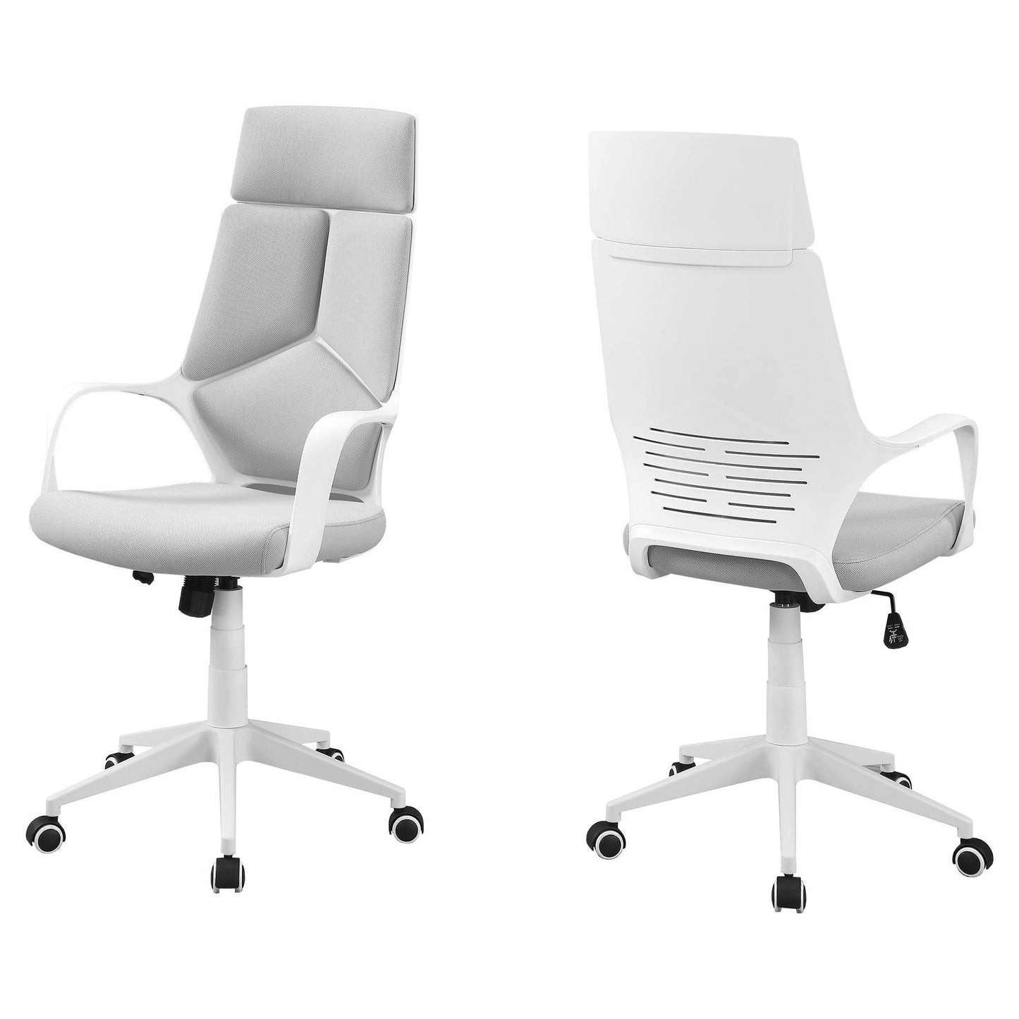 Office Chair - White / Grey Fabric / High Back Executive