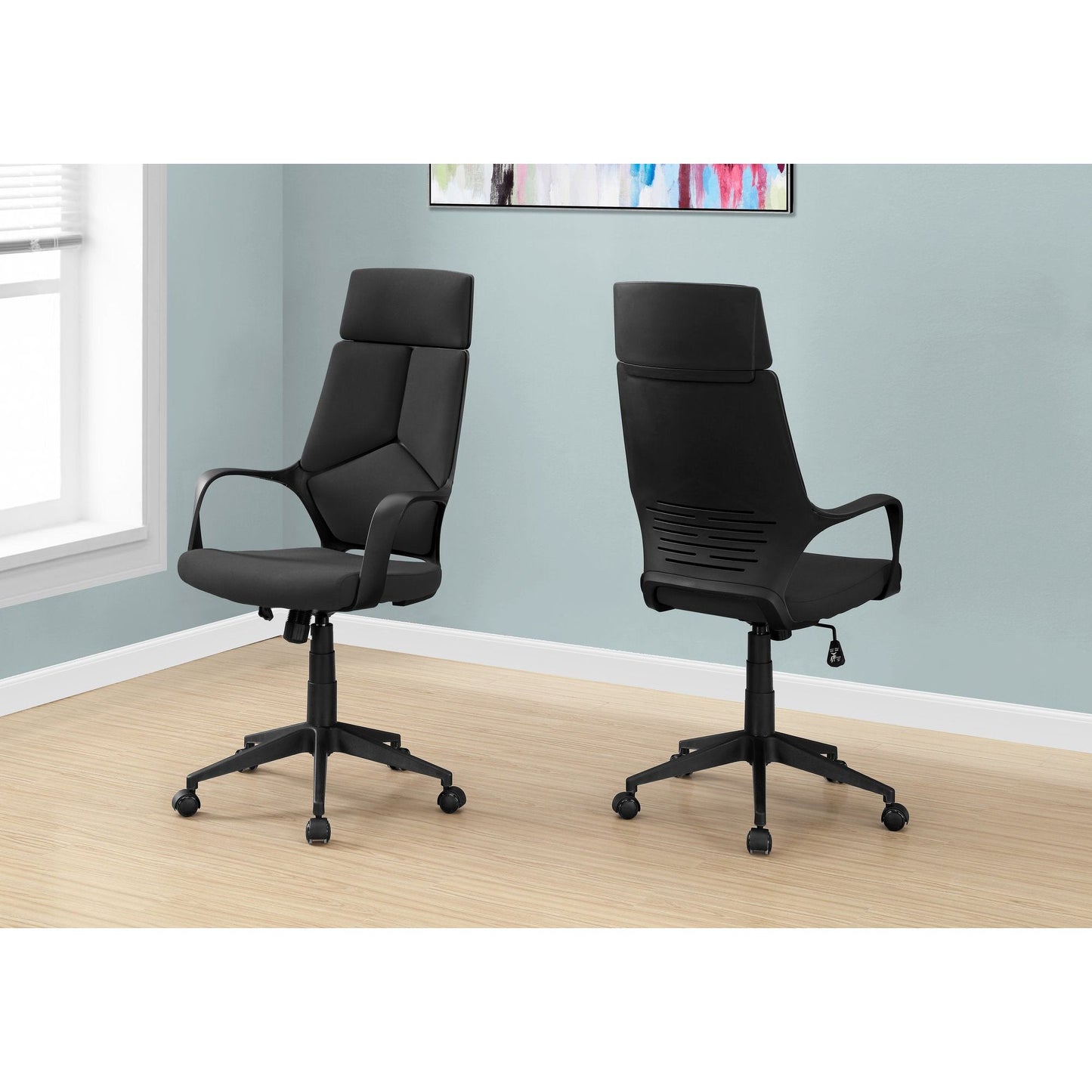 Office Chair - Black / Black Fabric / High Back Executive