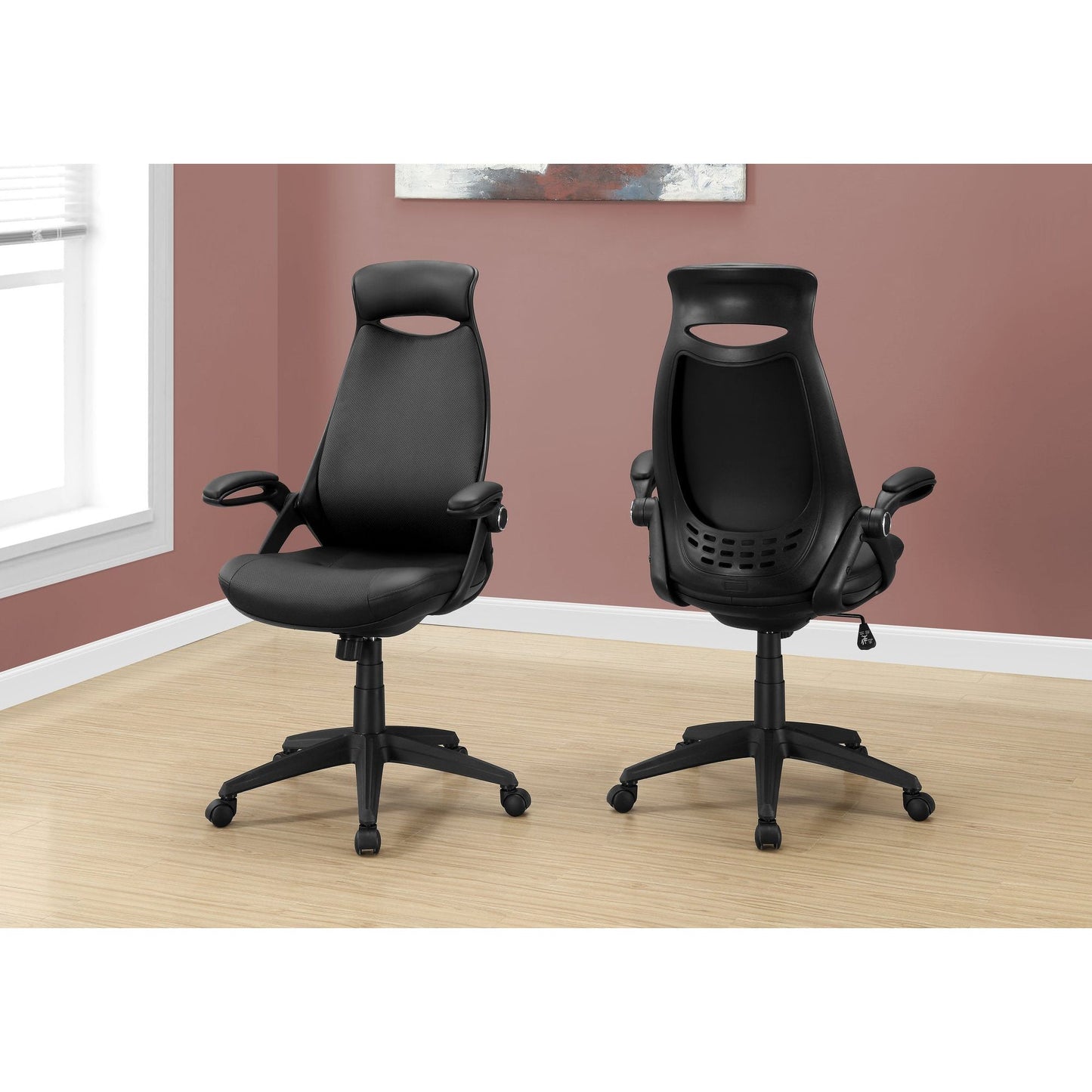 Office Chair - Black Leather-Look / Multi Position