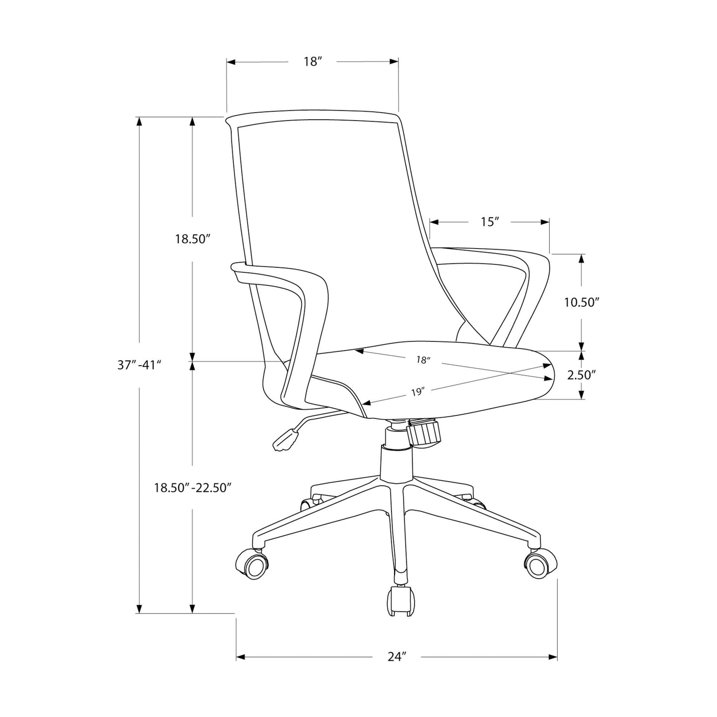 Office Chair - Black / Dark Grey Fabric / Multi Position