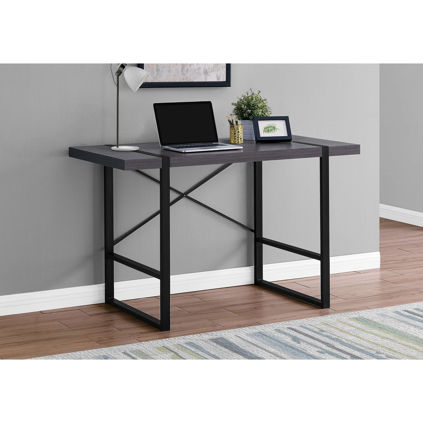 Computer Desk - 48"L / Grey / Black Metal