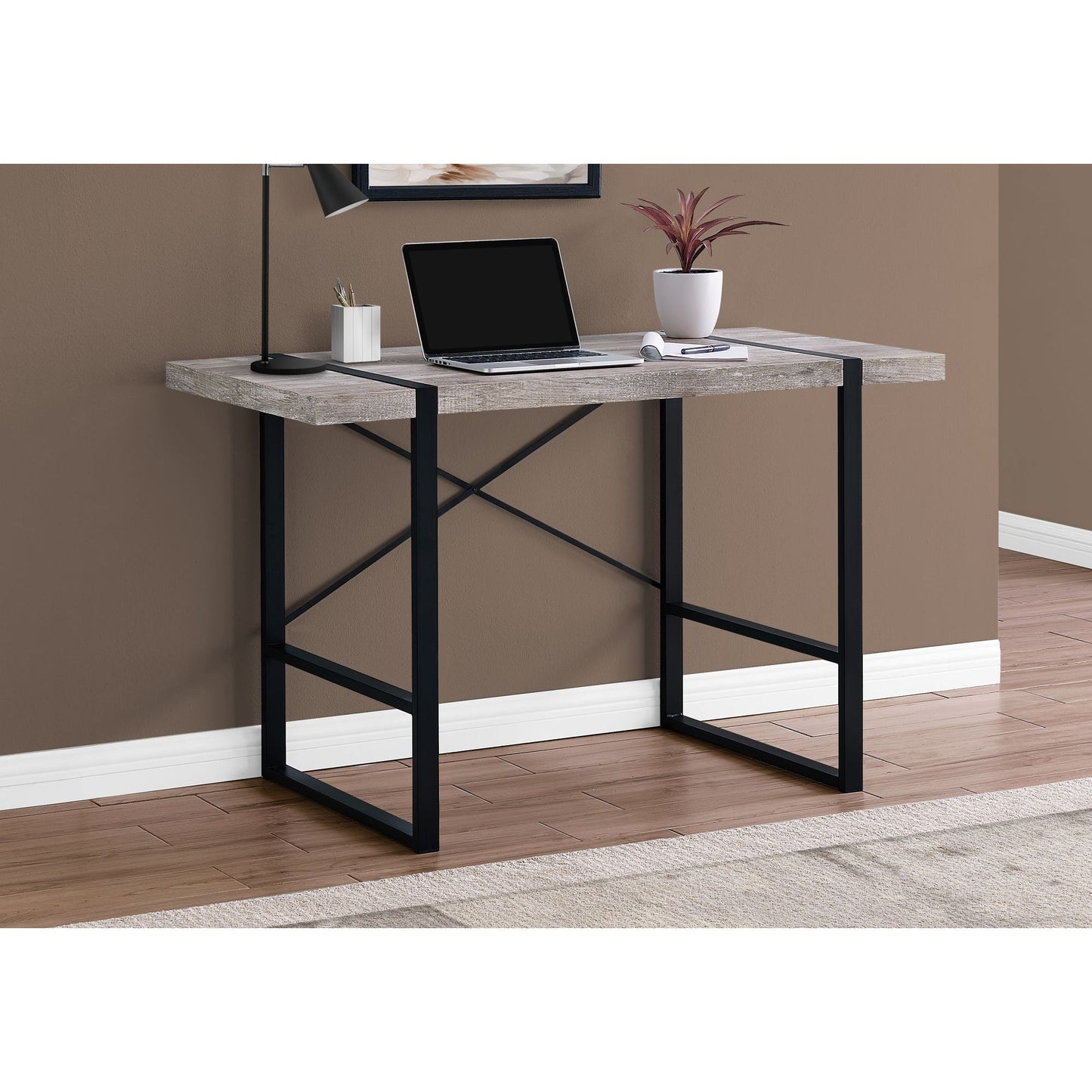 Computer Desk - 48"L / Taupe Reclaimed Wood / Black Metal