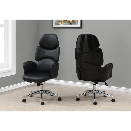 Office Chair - Black Leather-Look / High Back Executive