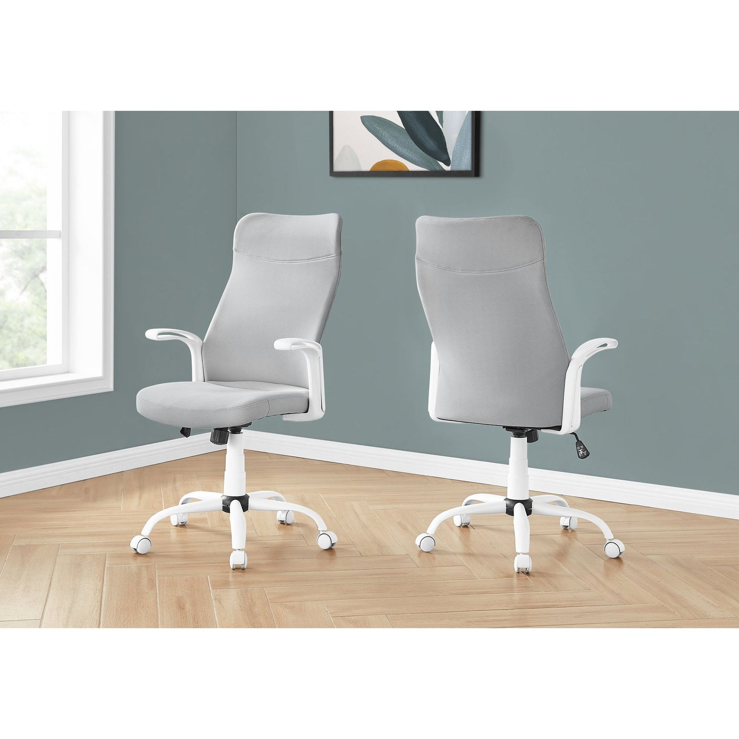 Office Chair - White / Grey Fabric / Multi Position