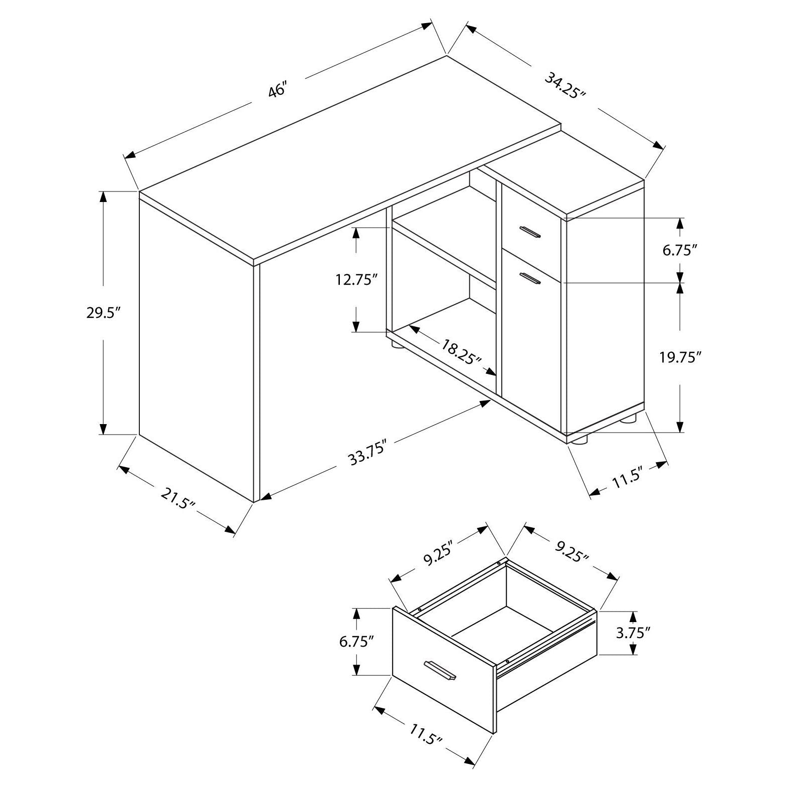 Computer Desk - 46"L / White With A Storage Cabinet