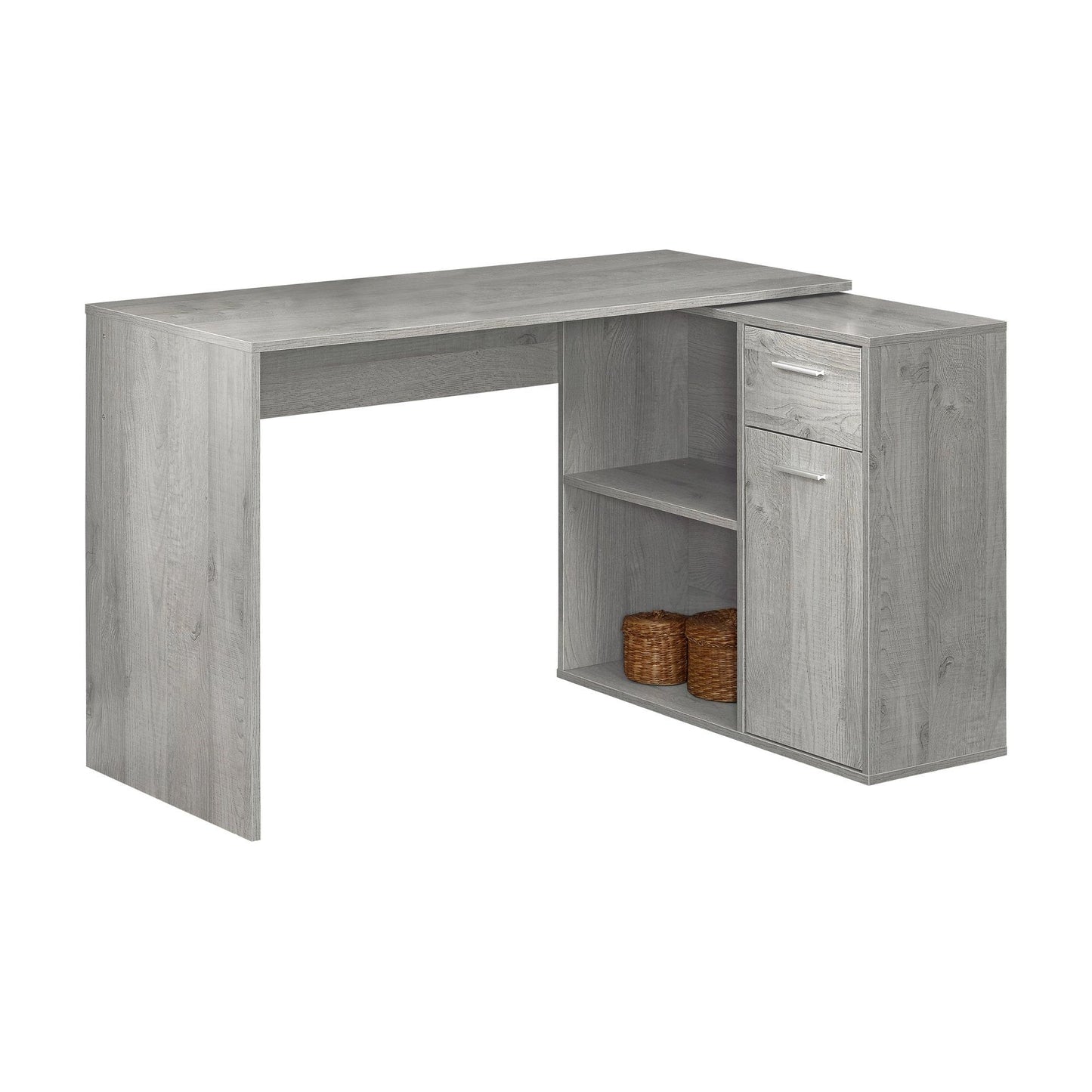 Computer Desk - 46"L / Grey With A Storage Cabinet