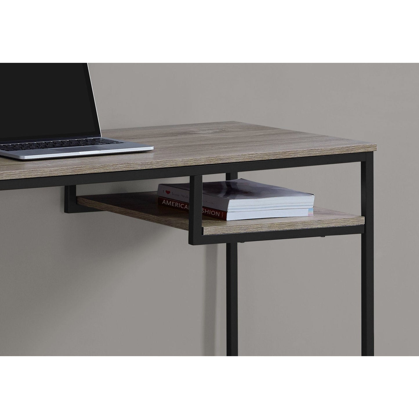 Computer Desk - 48"L / Dark Taupe / Black Metal