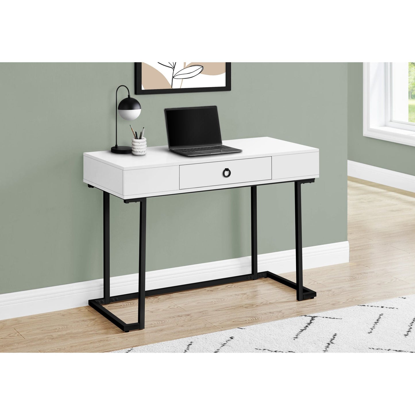 Computer Desk - 42"L / White / Black Metal