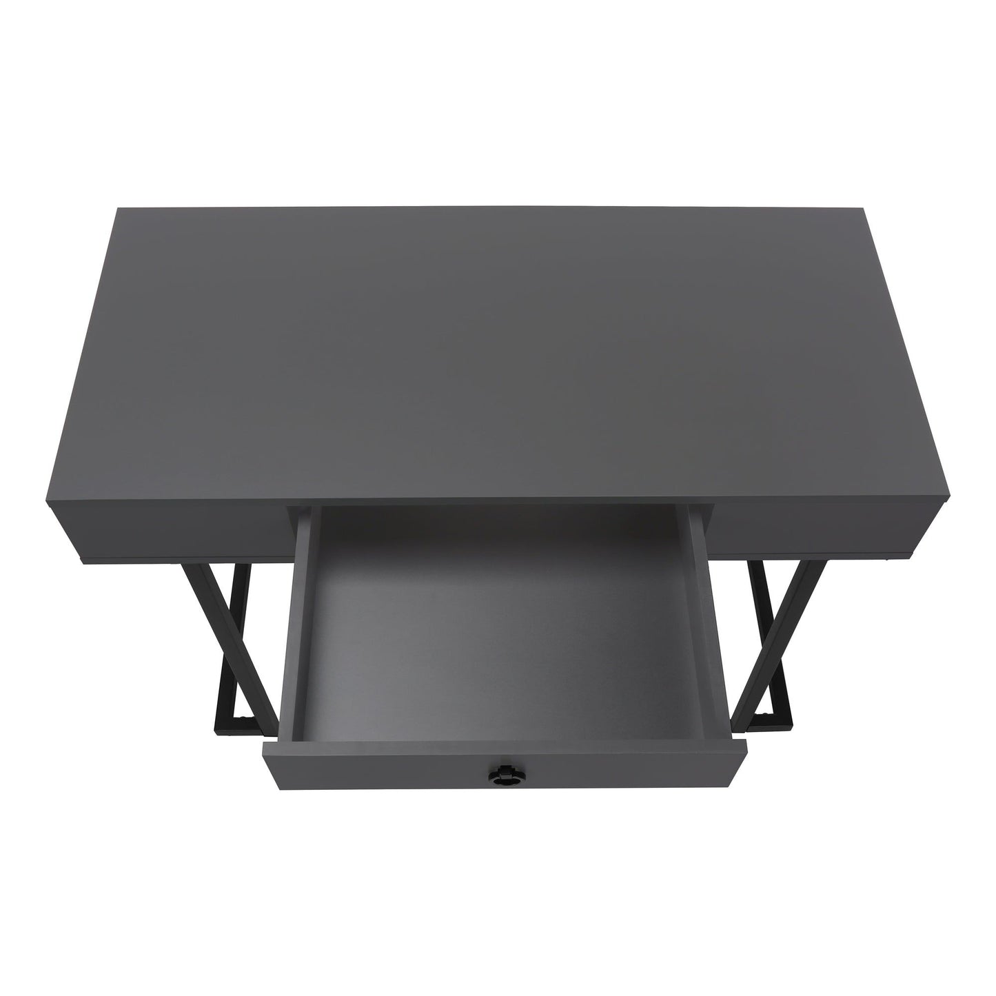 Computer Desk - 42"L / Modern Grey / Black Metal