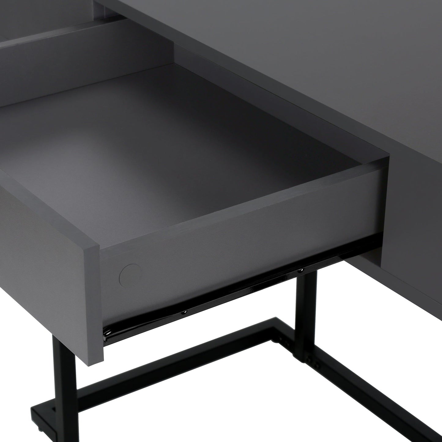 Computer Desk - 42"L / Modern Grey / Black Metal