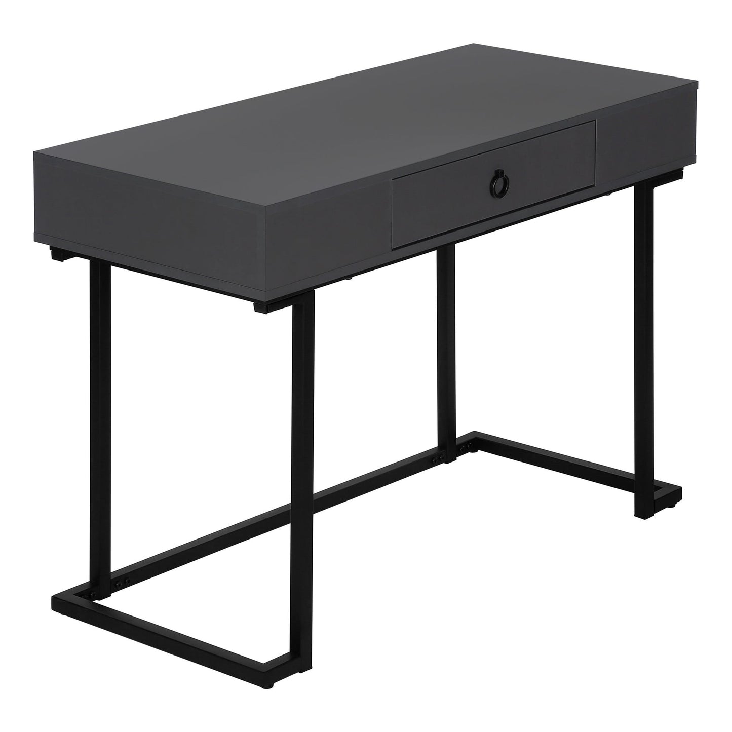 Computer Desk - 42"L / Modern Grey / Black Metal