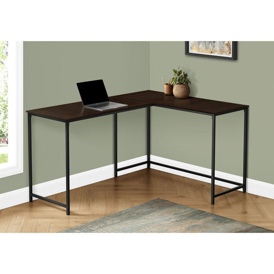 Computer Desk - 58"L / Espresso Top / Black Metal Corner