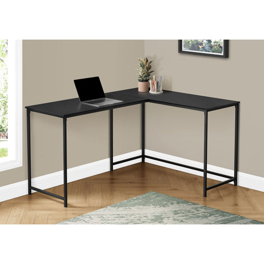 Computer Desk - 58"L / Black Top / Black Metal Corner