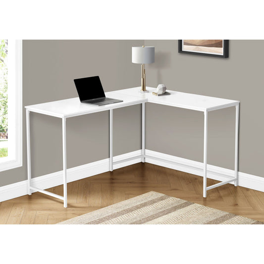 Computer Desk - 58"L / White Top / White Metal Corner