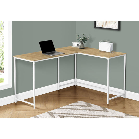 Computer Desk - 58"L / Natural / White Metal Corner