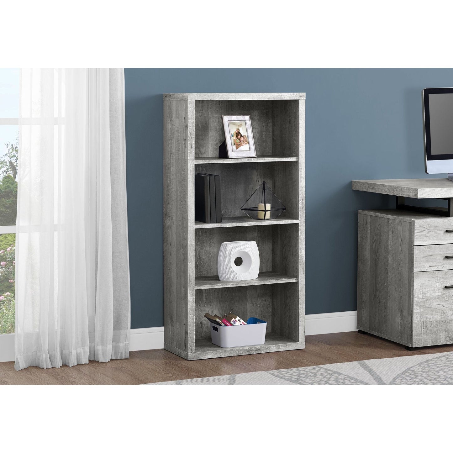 Bookcase - 48"H / Grey Wood Grain / Adjustable Shelves