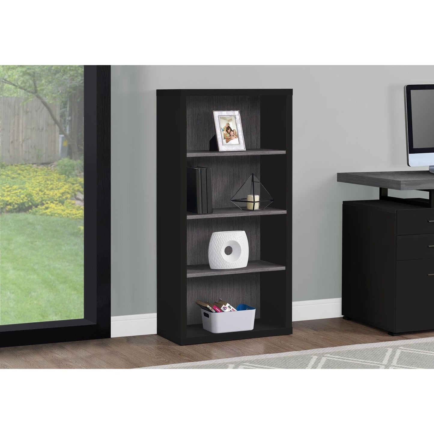 Bookcase - 48"H / Black / Grey With Adjustable Shelves