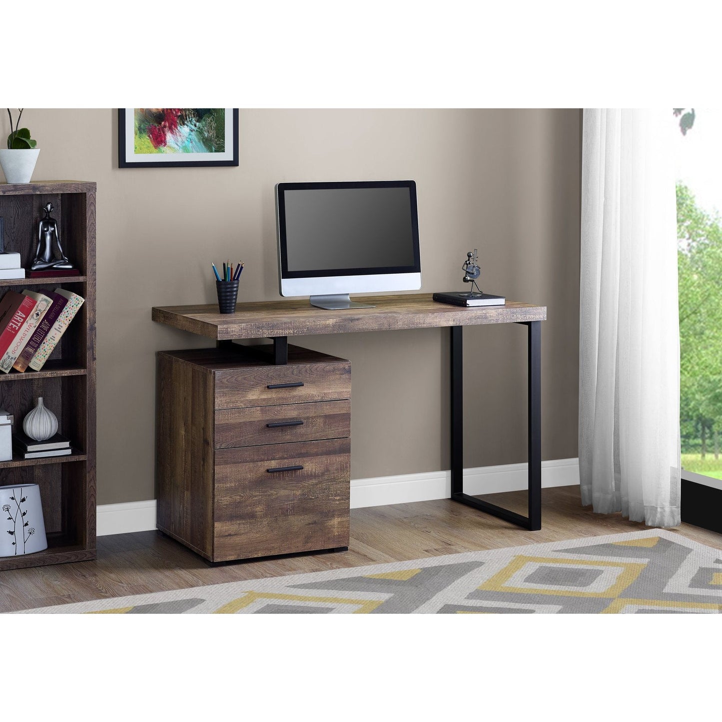 Computer Desk - 48"L / Brown Wood Grain / Black Metal