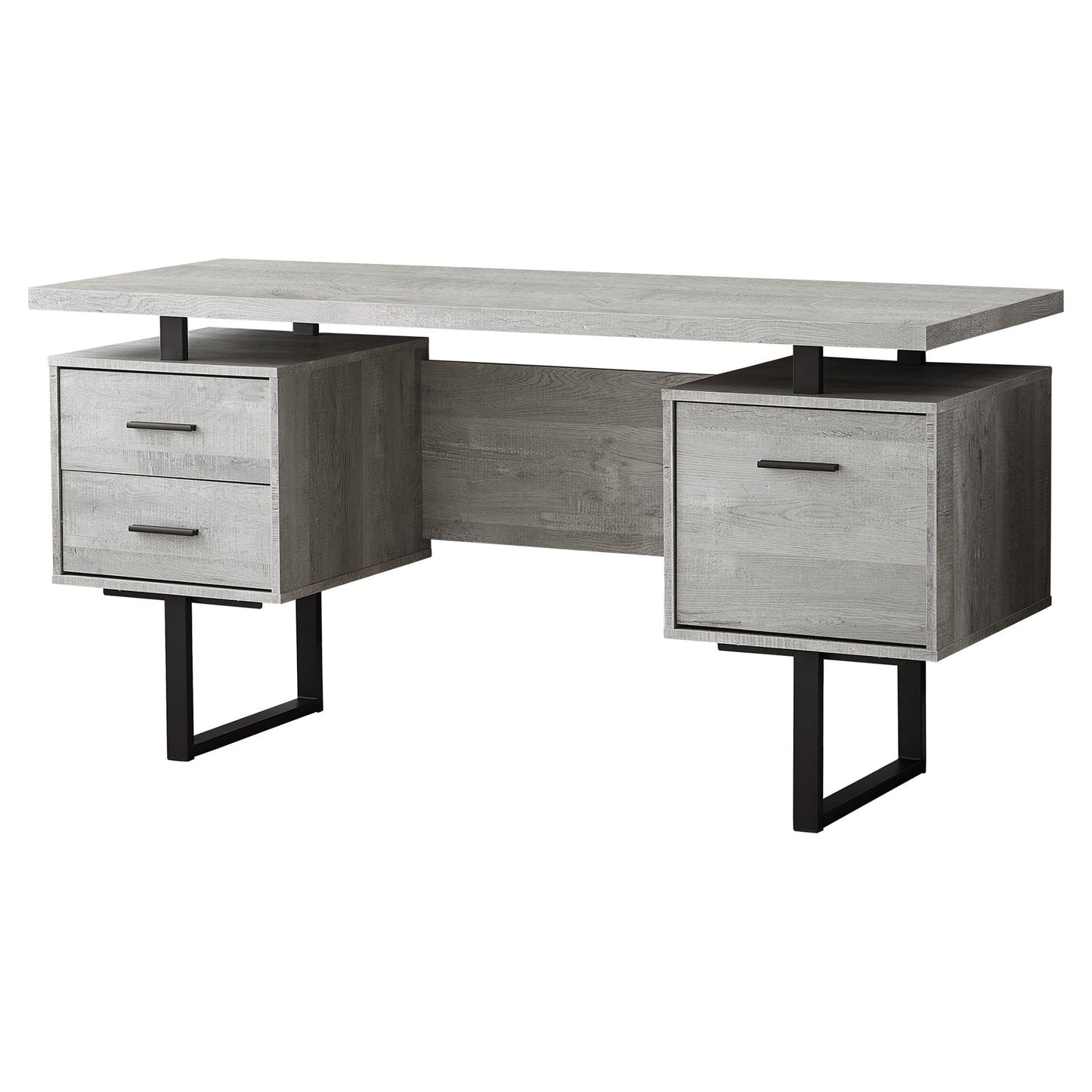 Computer Desk - 60"L / Grey Wood Grain / Black Metal