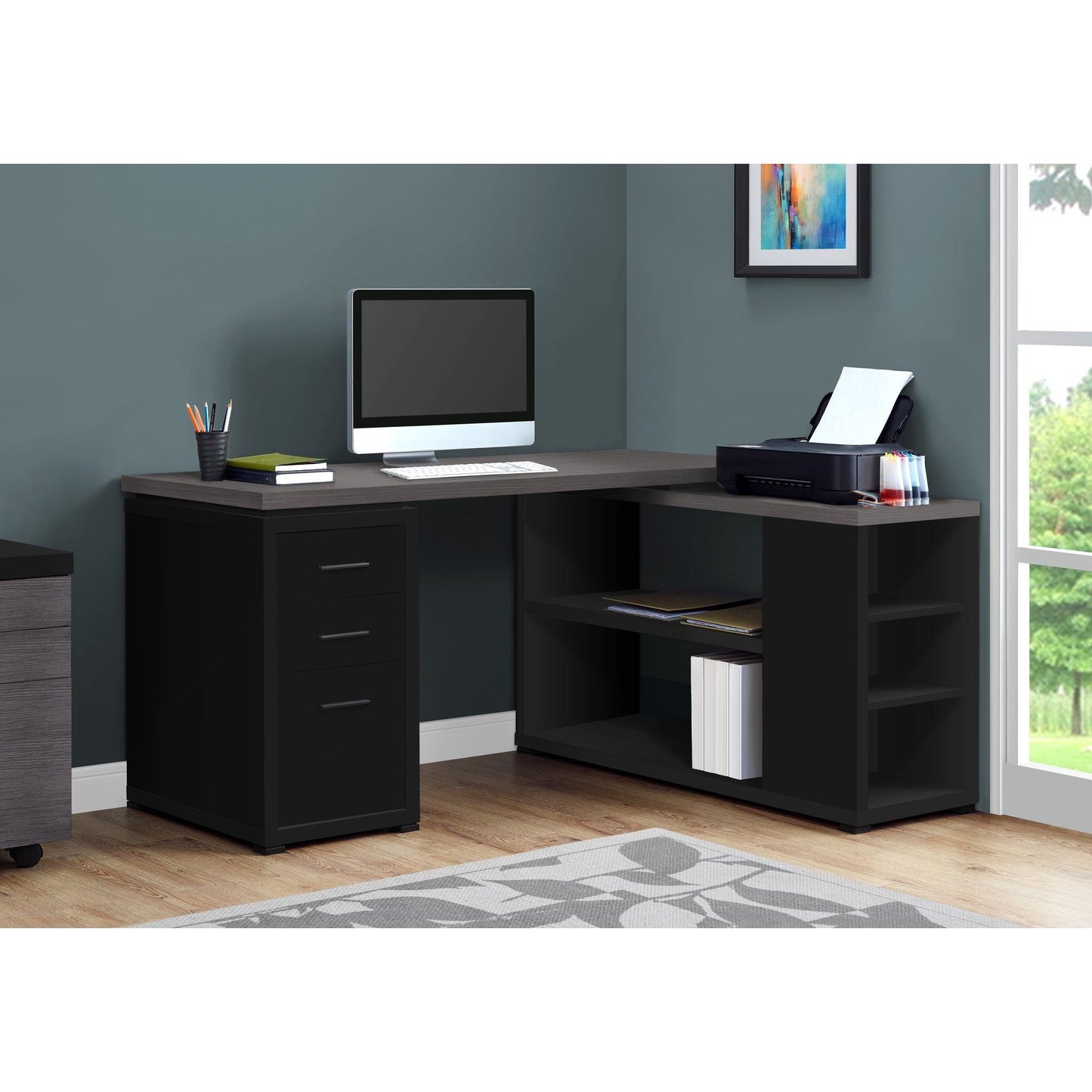 Computer Desk - Black / Grey Top Left/Right Facing Corner