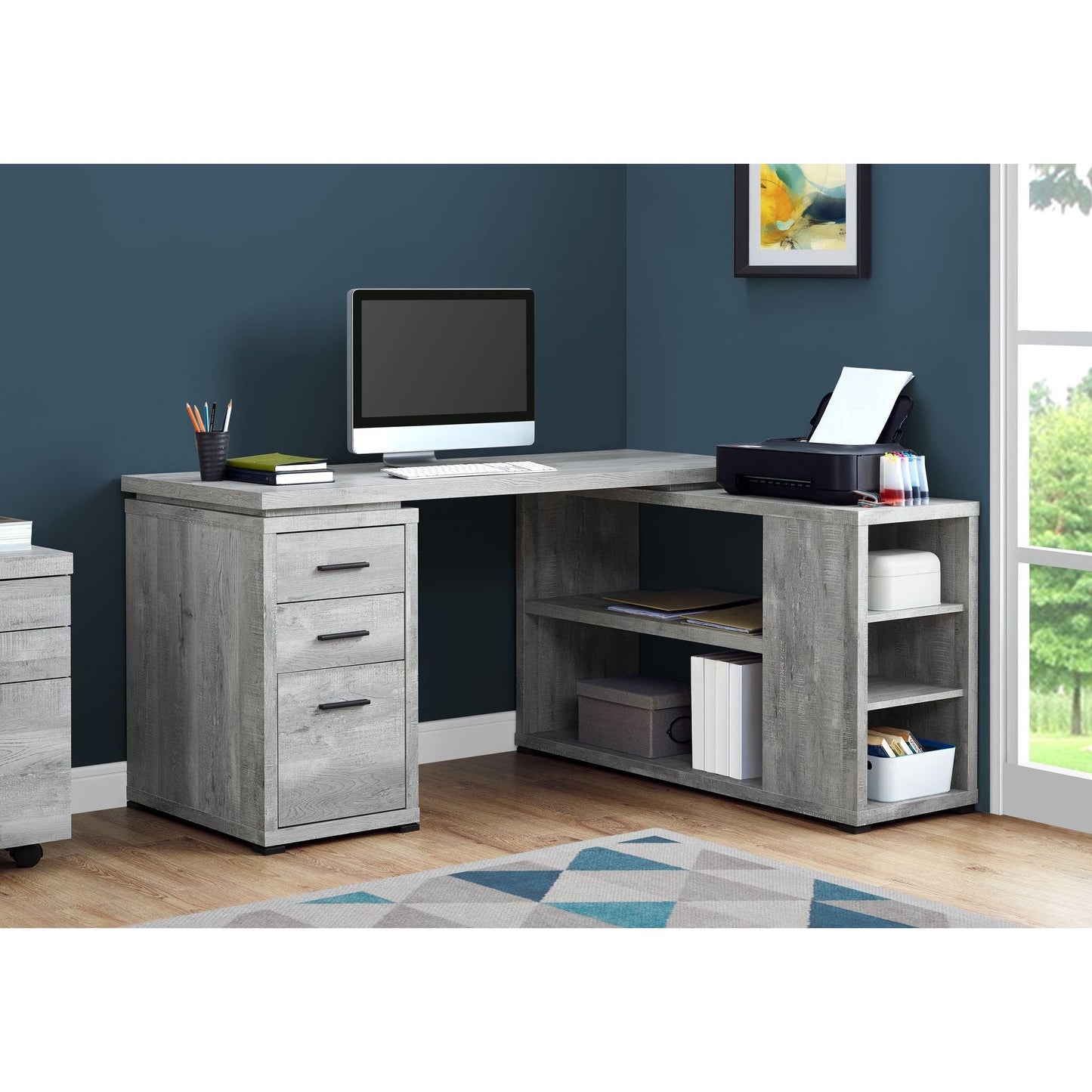 Computer Desk - Grey Wood Grain L/R Facing Corner