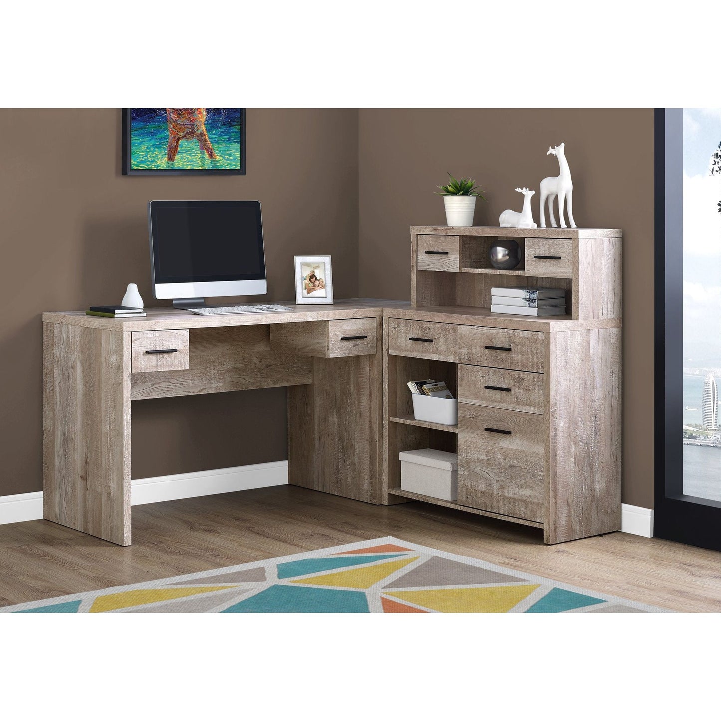 Computer Desk - Taupe Wood Grain L/R Facing Corner