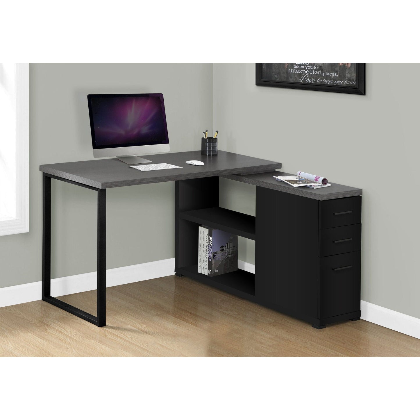 Computer Desk - Black / Grey Top Left/Right Facing Corner