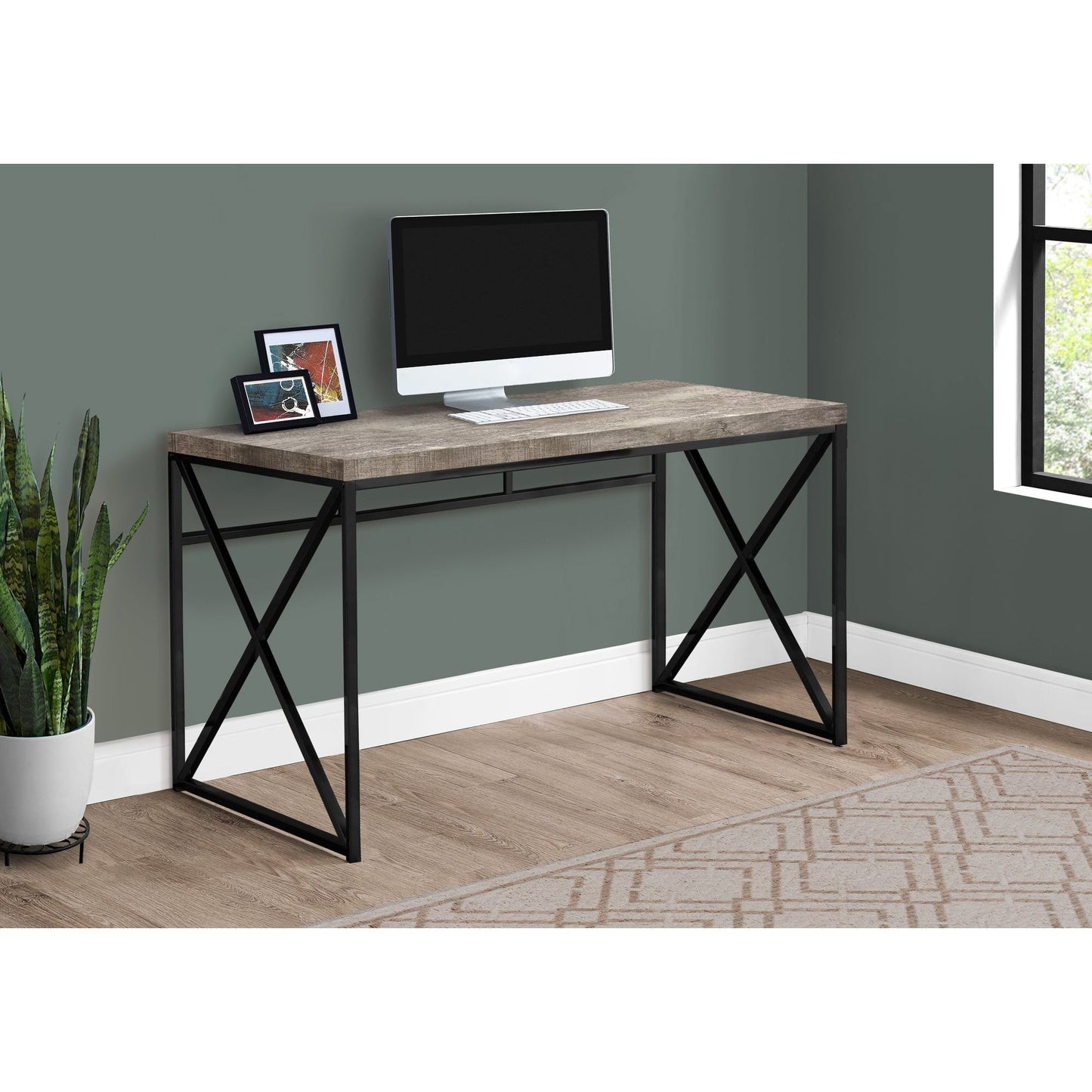 Computer Desk - 48"L / Taupe Reclaimed Wood / Black Metal