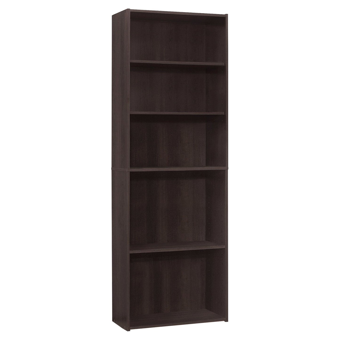 Bookcase - 72"H / Cappuccino With 5 Shelves