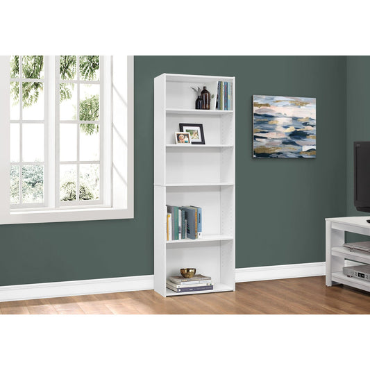 Bookcase - 72"H / White With 5 Shelves