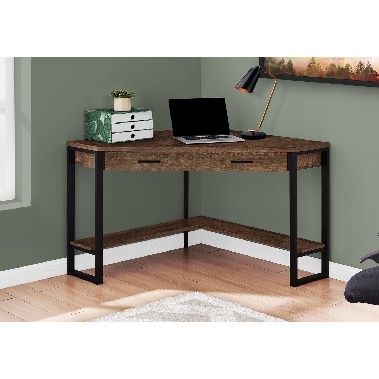 Computer Desk - 42"L / Brown Reclaimed Wood Corner