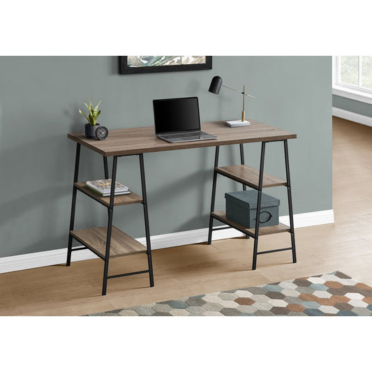 Computer Desk - 48"L / Dark Taupe / Black Metal