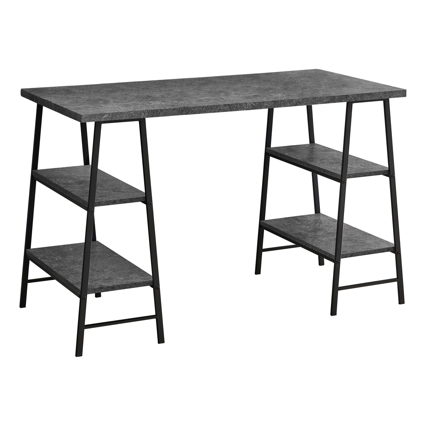 Computer Desk - 48"L / Grey Stone-Look / Black Metal