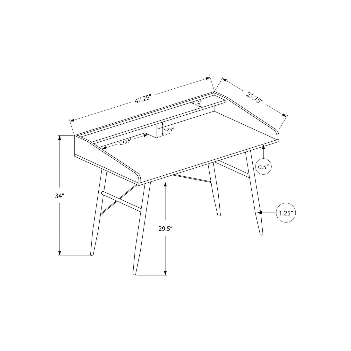 Computer Desk - 48"L / Natural / White Metal