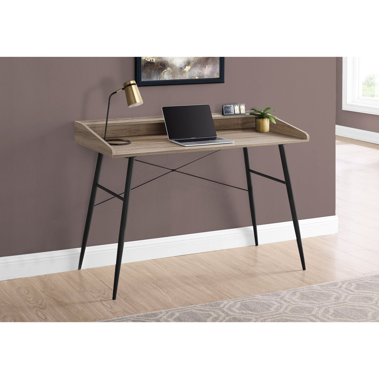 Computer Desk - 48"L / Dark Taupe / Black Metal