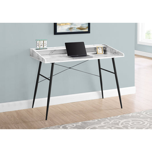 Computer Desk - 48"L / White Marble-Look / Black Metal