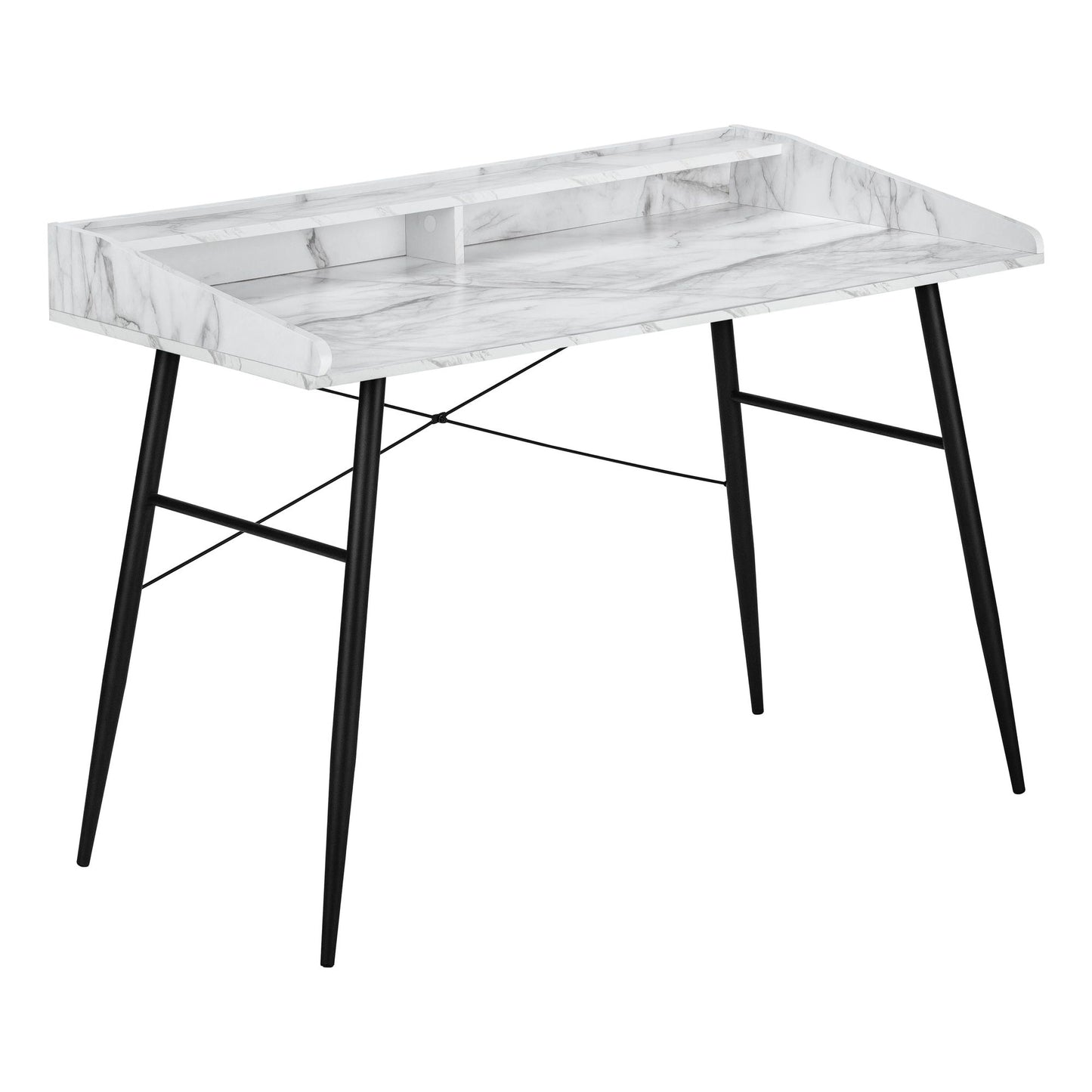 Computer Desk - 48"L / White Marble-Look / Black Metal