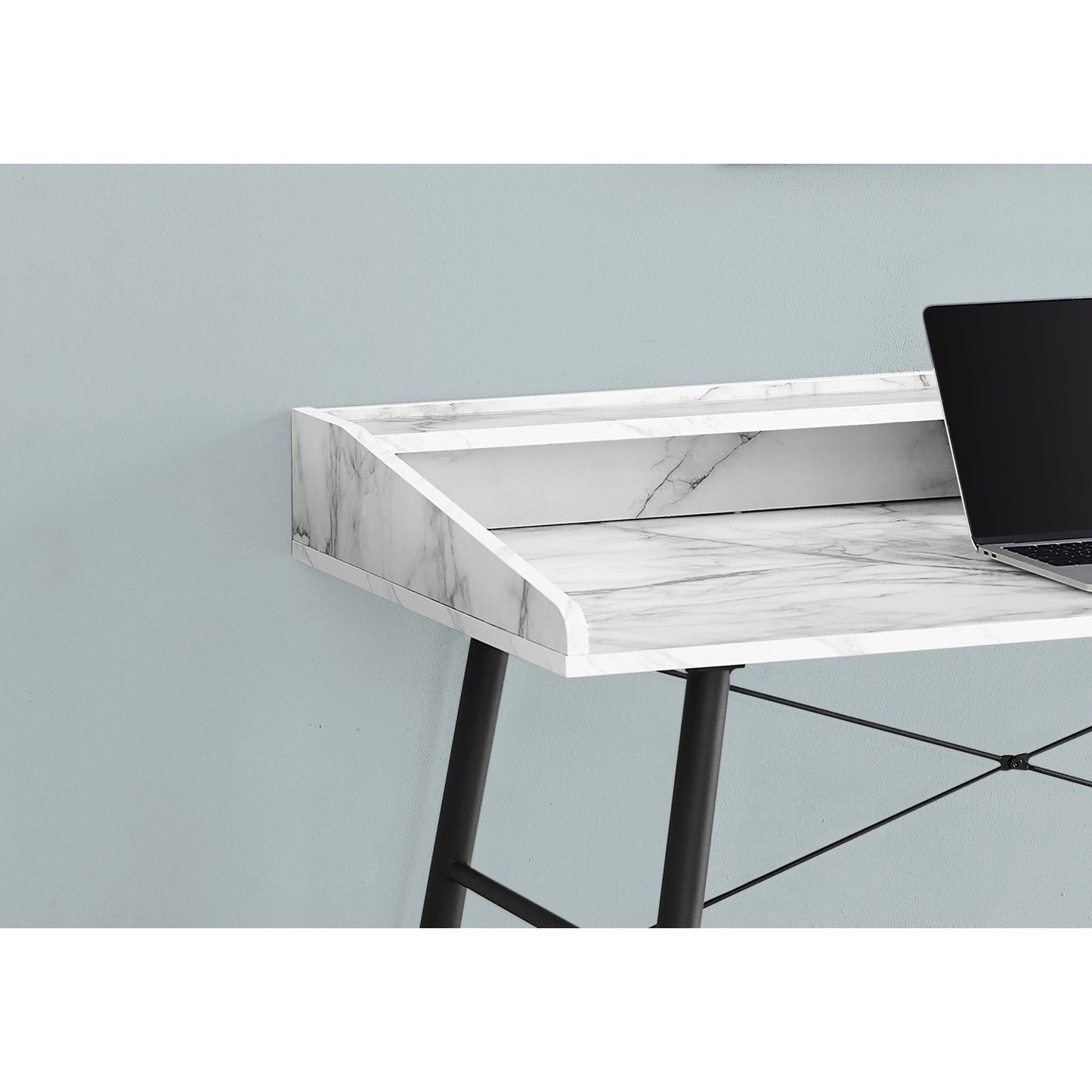 Computer Desk - 48"L / White Marble-Look / Black Metal