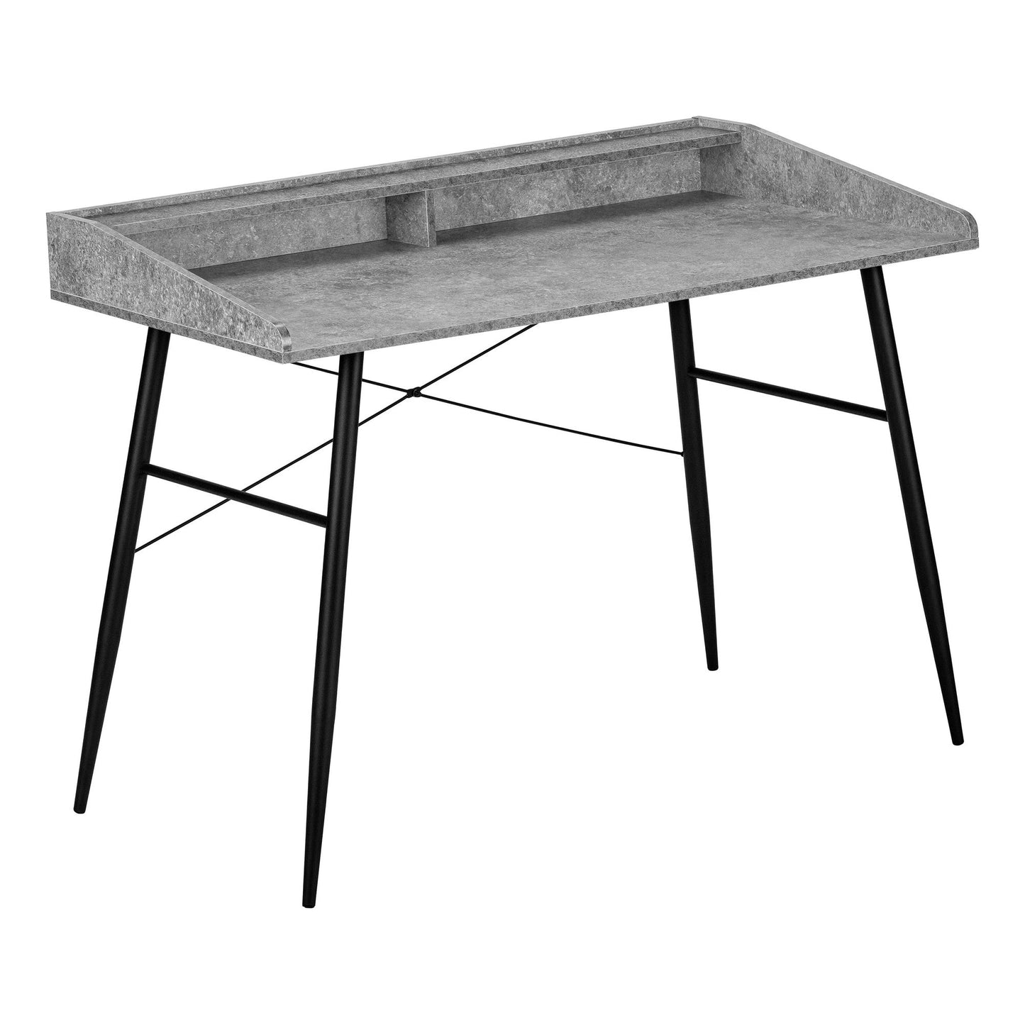 Computer Desk - 48"L / Grey Stone-Look / Black Metal