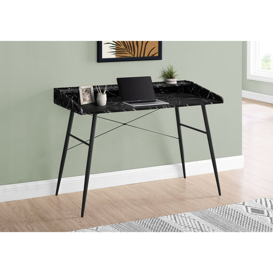 Computer Desk - 48"L / Black Marble-Look / Black Metal