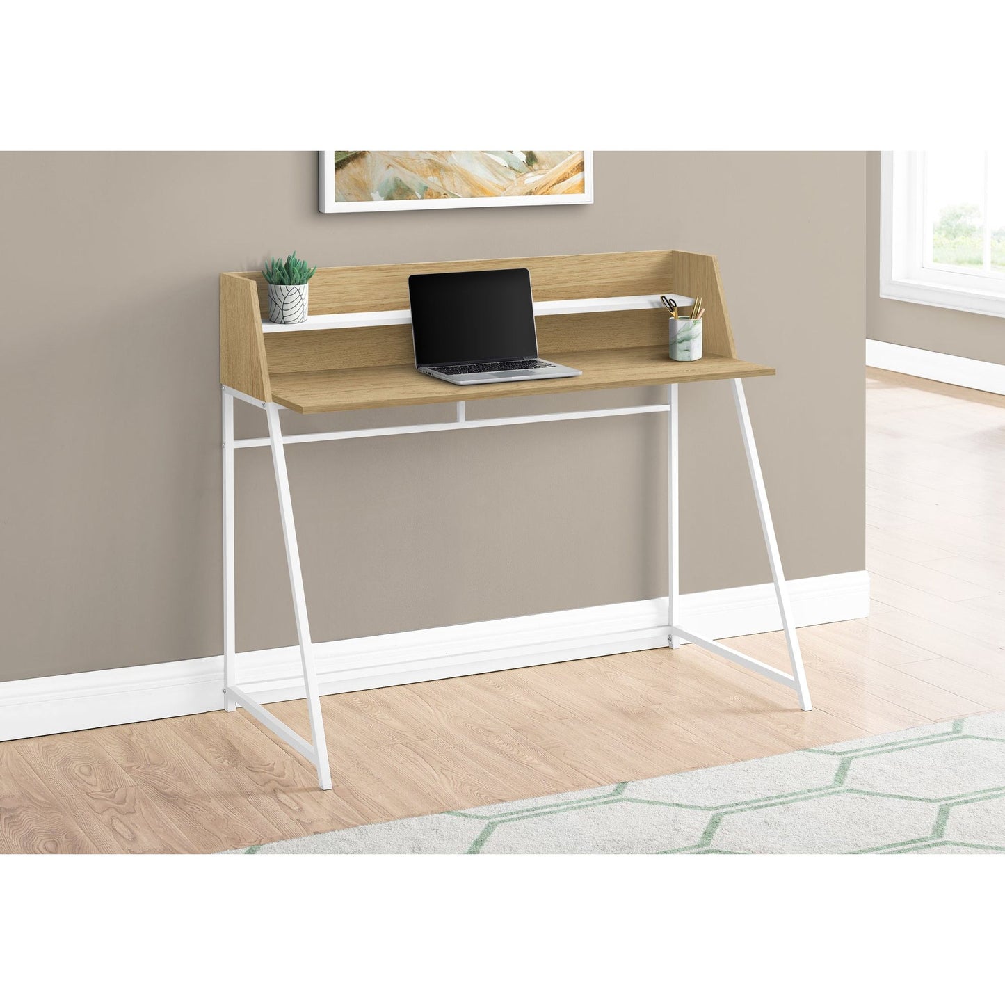 Computer Desk - 48"L / Natural / White Metal