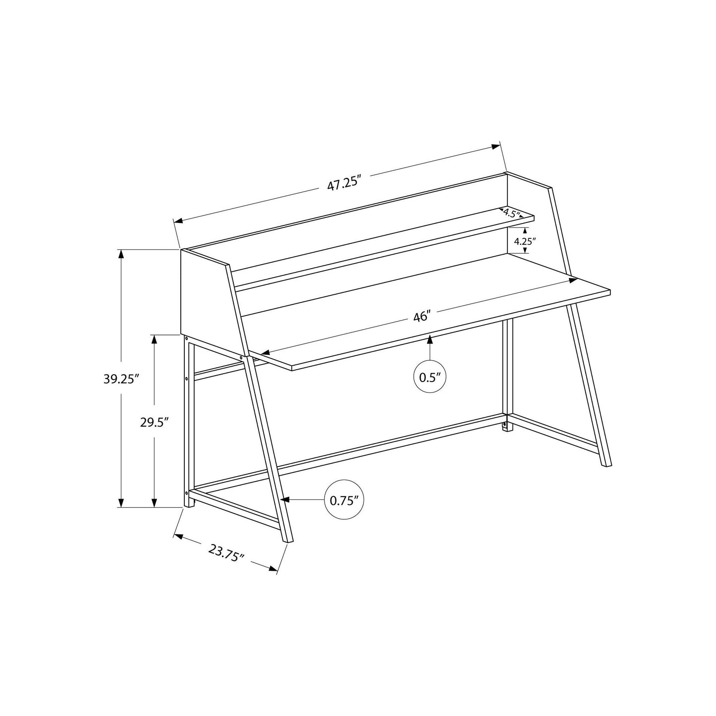 Computer Desk - 48"L / Natural / White Metal